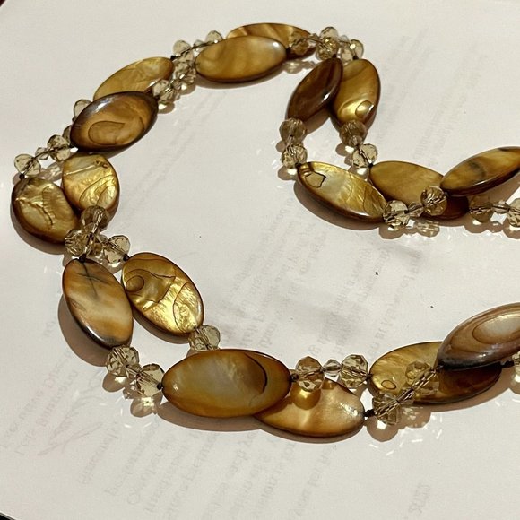 4 for $20 SALE- Gold Mother-of-Pearl Beaded Necklace - Picture 4 of 5